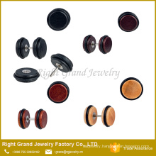 Wood Designs Fashion Screw Fake Cheater Earrings 2016 Hot Sale Quality Wood Fake Plugs